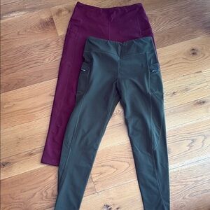 Baleaf Maroon Leggings & G Gradual Olive Leggings